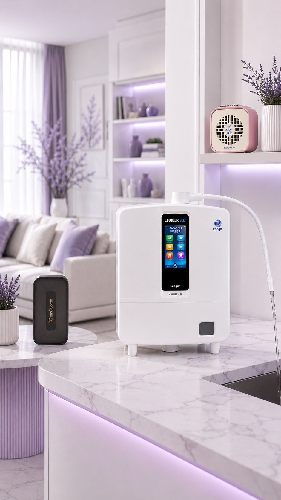 Leveluk K8 Enagic Kangen Water ionizer with emGuarde and Kangen Air in a modern Philippine home