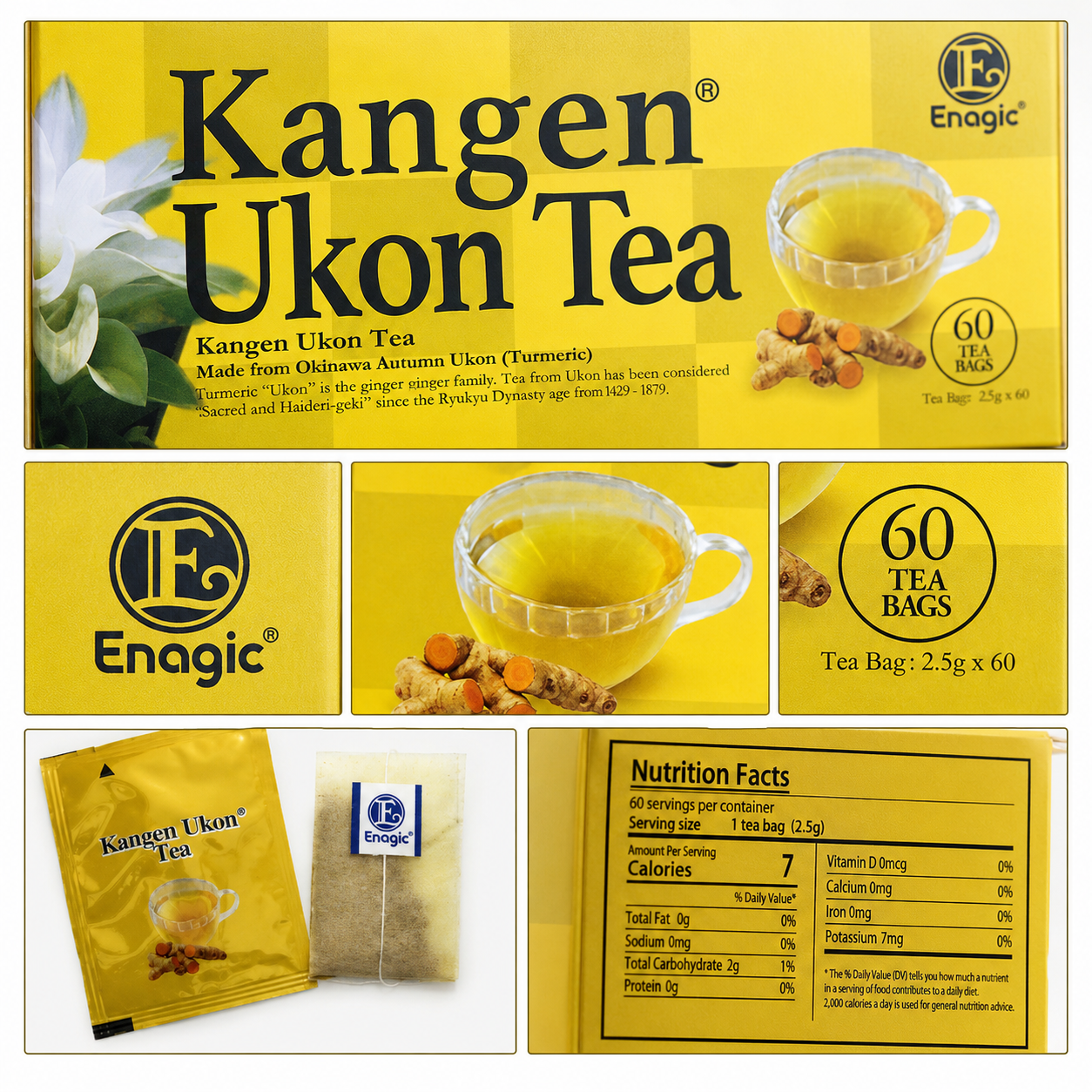 Kangen Ukon Tea packaging and tea-bag detail